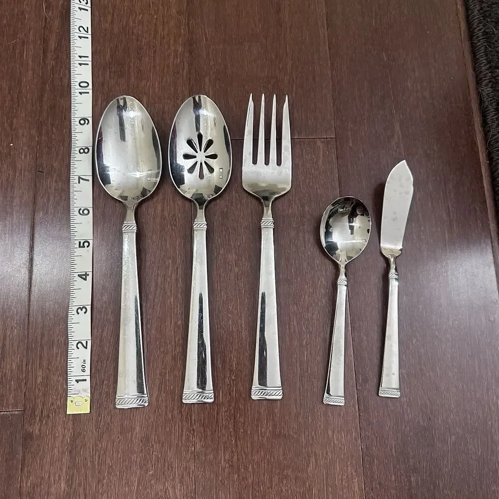 Lot of 51 Pcs. MIKASA Rope Flatware Spoons Forks Knives Stainless Rope Bands